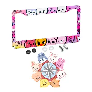 SKZ UV & Rust Resistant Car Plate Frame with Easy Install Screws and Sticker, 12x6 Inch Stainless Steel License Plate Holder for US Canada Vehicles