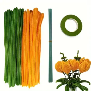 Craft Pipe Cleaner, 200pcs Pipe Cleaner with 20pcs Metal Rod & 1 Roll Gardening Tape, DIY Craft for Wedding Gift, Holiday Decoration