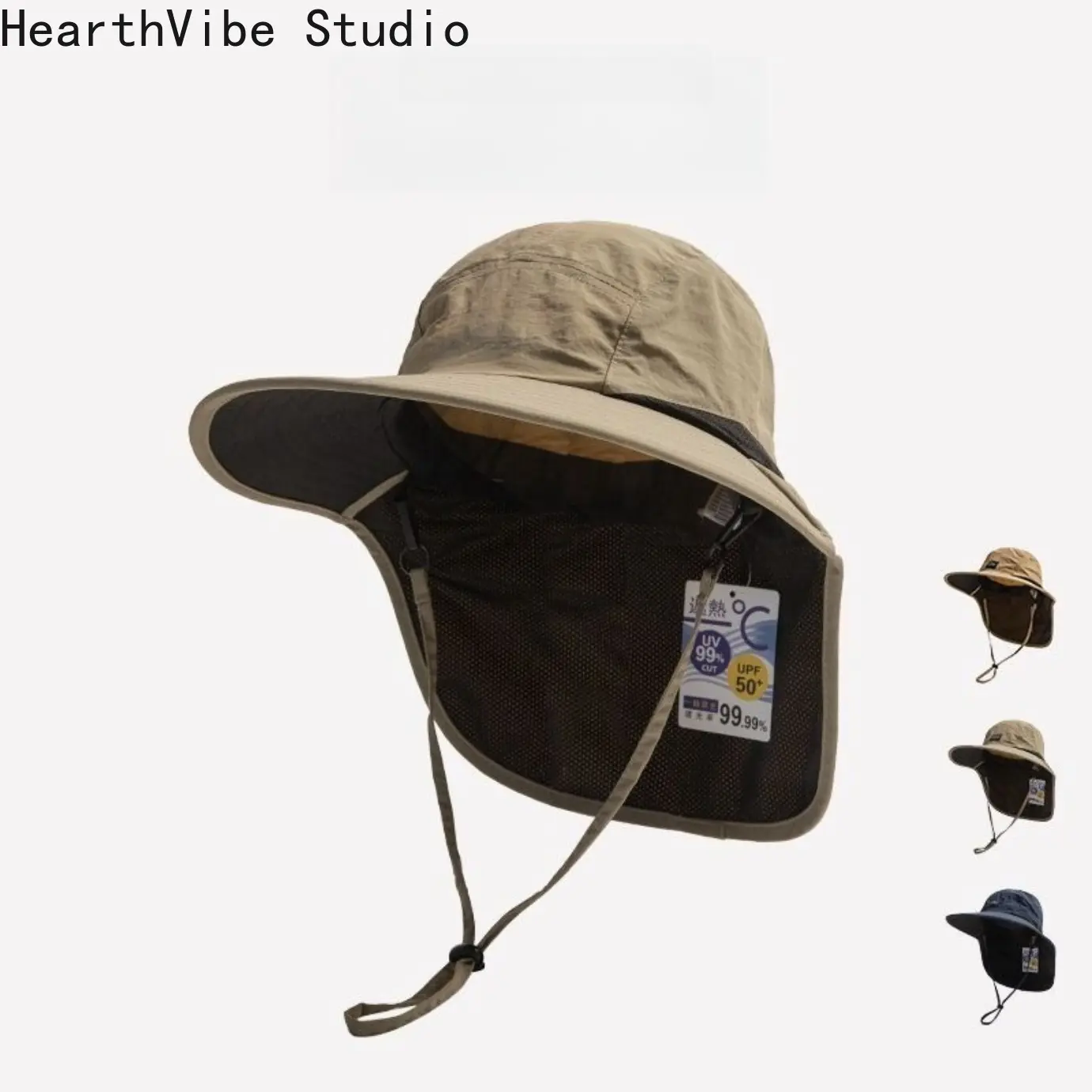 Solid Color Bucket Sun Hat with Removable Neck Flap - Adjustable UV Protection Headwear for Men & Women, for Outdoor Hiking & Beach, Adjustable Sun Cap, Beach Sun Hat