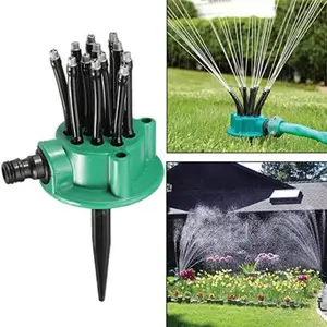 360° Rotating Garden Sprinkler, Automatic Multi-Arm Lawn Watering System with Adjustable Nozzle, Outdoor Irrigation Spray for Yard, Grass, Garden