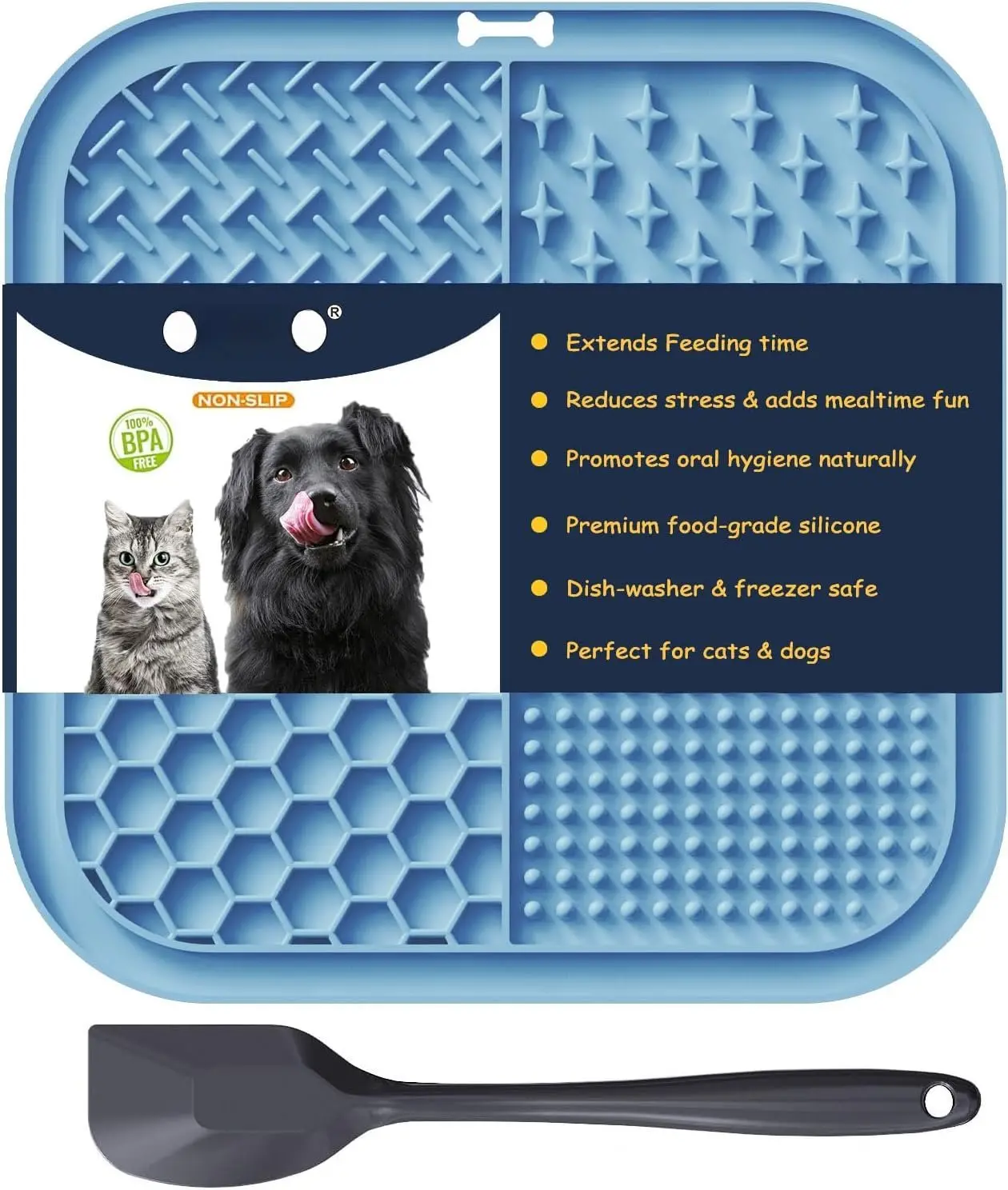 Licking Mat for Dogs & Cats with Suction Cups, 1 Pack Square  Slow Feeder Lick Pat for   & Boredom,  Toys to Keep Them Busy, Pets Bathing   Mat
