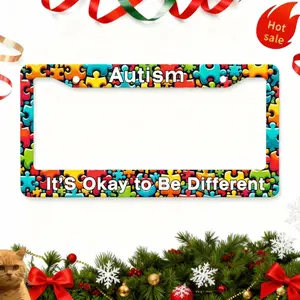 Autism It's Okay to Be Different License Plate Frame 12x6in Funny Awareness Auto Parts Decoration with Screws for Men Women