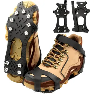 Ice Cleats for Shoes and Boots,Silicone Crampons,11 Stainless Shoe Spikes for Snow and ice,Heavy Duty Traction for Hiking,Climbing &Mountaineering,Ice Fishing (Ultra-Cold -45°C, Easy On/Off,Unisex)
