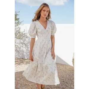 Steele Puff Sleeve Midi Dress - Floral