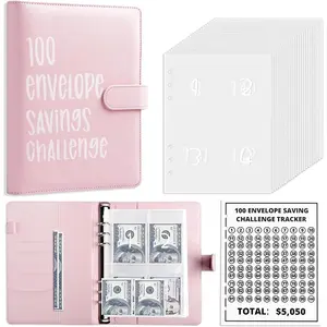 2025 Upgrade 100 Envelopes SavingChallenge with Pen,Easy and Fun Way toSave $5,050,Money Savings ChallengeBudget Binder,Planner,Money SavingBook,Waterproof Wallet,Storage Bag,Saving Tips,Desk Office Accessories,New Year Gift
