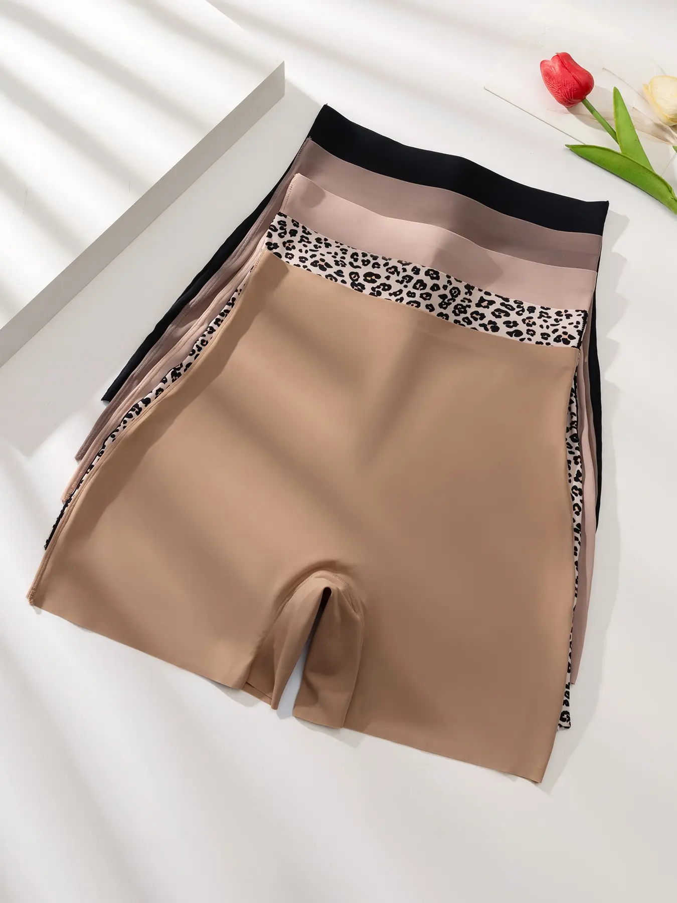 Women's High-Waisted Leopard Print Briefs, Comfortable Breathable Everyday Underwear, Casual Fashion Design, Pack of 5, All-Season Wear, Casual Panties