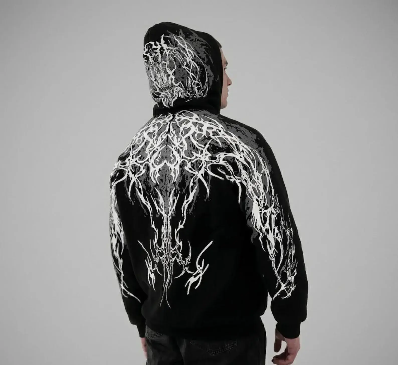Dark Aesthetic Hoodie Men Luminous Graphic Print Goth Y2K Streetwear Unisex