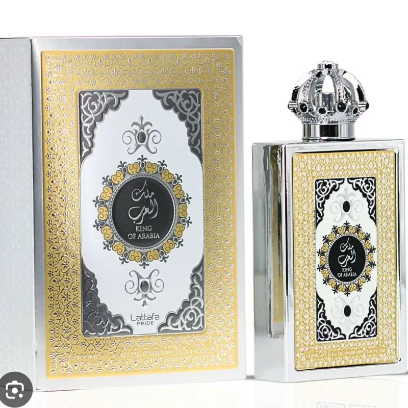 Lattafa Pride King of Arabia 100ml EDP Unisex Perfume with Bergamot Mint Black Tea & Warm Spicy Notes in Elegant Gold Packaging