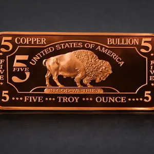 5oz Copper Bar .999 Fine Polished Finish