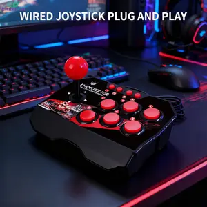 GAMINJA NS002 4 in 1 Retro Arcade Console Game Joystick, Rocker Fighting Controller, Wired Game Controller, Console Accessories for Nintendo Switch PS3 PC Android TV