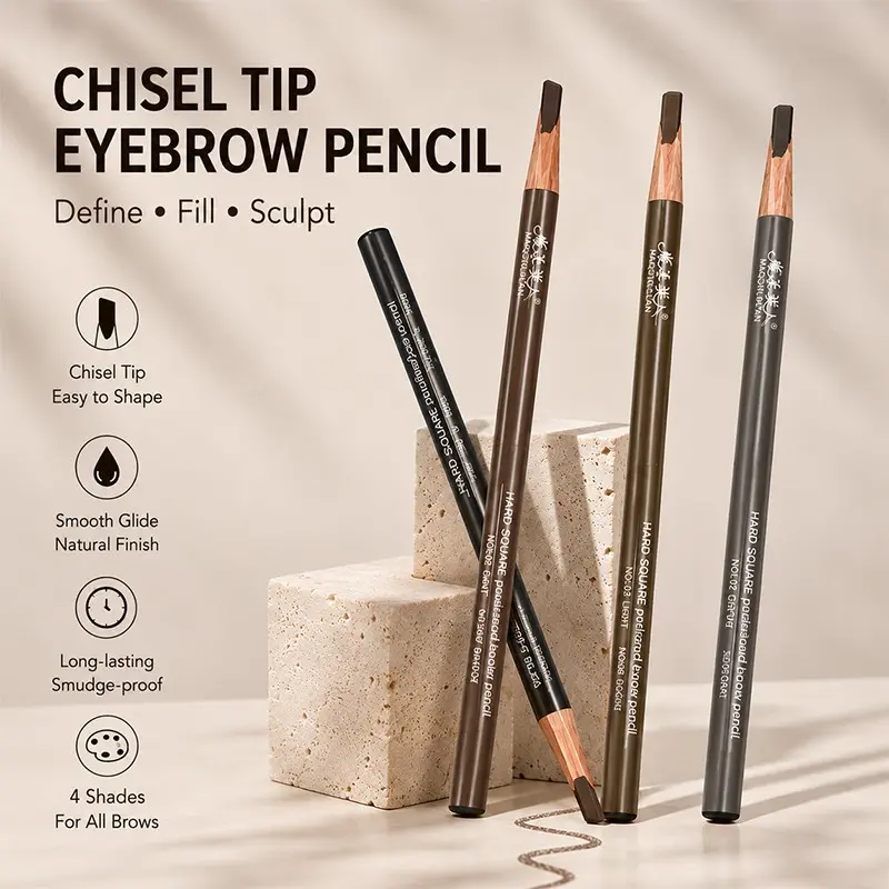 Long-Lasting Waterproof Eyebrow Pencil, Hard Core Razor Blade Design, Sweat-Resistant, Professional Makeup Artist Use, Authentic Official Store, Precise Brow Pencil, Eyebrow Products