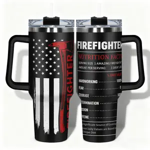 1pc Tumbler Stainless Steel Water Bottle Insulated Mug Firefighter Axe American Flag Designs, Leakproof Large Capacity (40oz/30oz/22oz/20oz/14oz), Needed for Gym, Hiking, Travel Ideal Birthday Christmas Gift