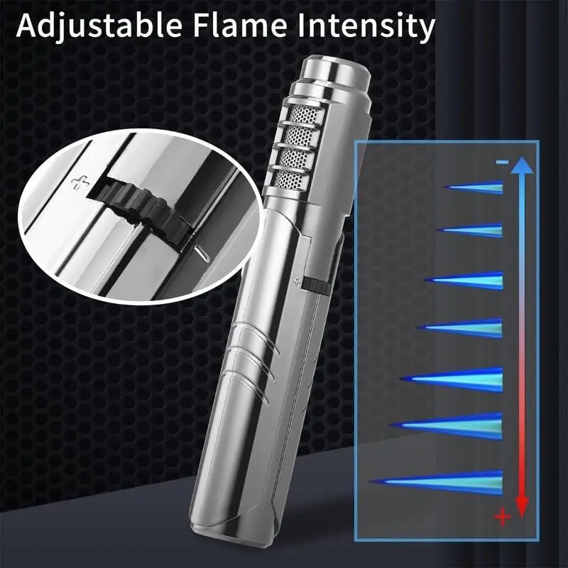 Windproof Torch Lighter with 1800°C Jet Flame - Refillable Butane, Adjustable Flame & Safety Lock for Convenience and Safety, Sturdy Build for Camping, Hiking, Cooking, 1800℃ Jet Flame