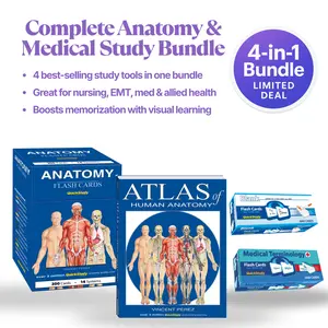 4-in-1 Anatomy & Medical Study Bundle | Anatomy Flash Cards + Atlas + Medical Terminology
