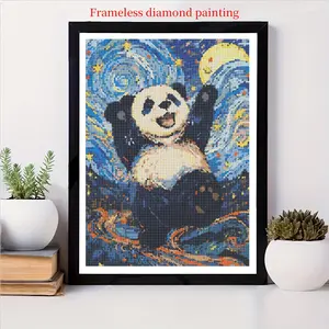 Panda Pattern DIY Diamond Arts Colorful Painting Kit without Frame, DIY 5D Diamond Arts Colorful Painting for Bedroom Home Wall Decor