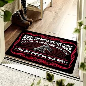 Before You Break Into My House Doormat Funny Sarcastic Gun Quote SandOutside and Get Right with Jesus Tell Him You're on Your Way for Front Door Durable Floor Mat Perfect Gift for Home Decor Lovers Unique Indoor Outdoor Use