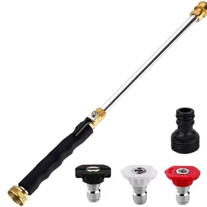 2026 Jet Nozzle High Pressure Hose Nozzle, 18” Hydro Jet Water Hose Nozzle for Garden Hose with 3 Different Nozzles & Hose Quick Connectors, Power Washer Wand for Cleaning Patio, Car, Pet, Window, Black