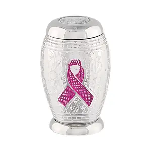 Pink Ribbon Token Urn - Small Cremation Keepsake Urn