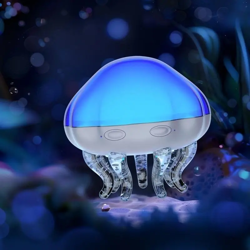 Jellyfish Shaped Ocean Wave Projector Night Light - LED Lights with RGB Color Changing, 3 Interchangeable Lampshades, Remote Control, Auto Timer, USB Plug-in (No Built-in Battery) for Kids Bedroom, Whimsical Home Decor, Funky Home Decor, Cute Room Stuff