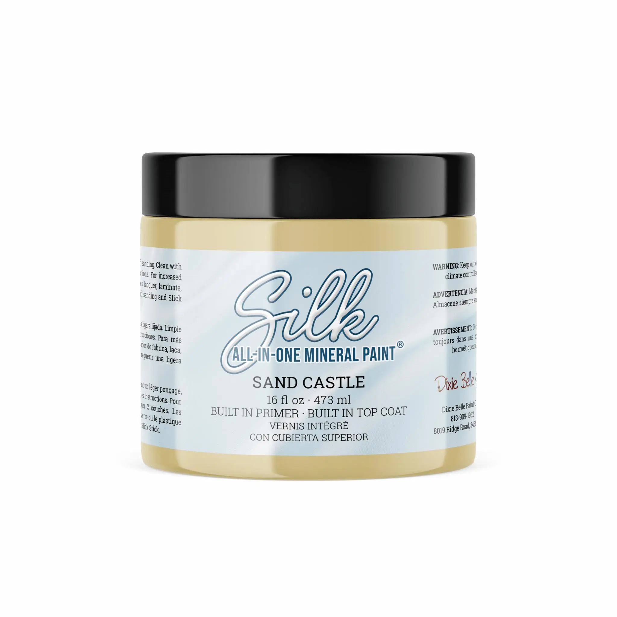 Dixie Belle Silk All-in-One Mineral Paint | Sand Castle (16oz) | All-in-One Water Based Primer + Topcoat | Durable Furniture Paint | Low Reflective Finish