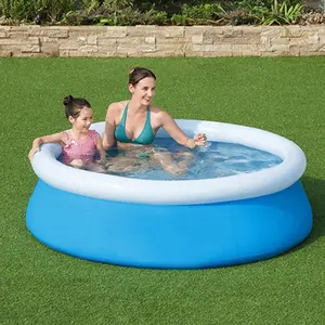 NUWANI 6FT Round Top Ring Inflatable Swimming Pool – Quick Set Up, Foldable Outdoor Family Summer Party Pool for Backyard, Garden, and Water Play (Kiddie & Adults)
