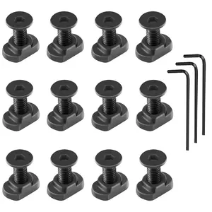 12 Set T-Nut and Screw Replacement Sets for M-Rails Mounting, Long Screws or Short Screws & Nuts Accessories with 3 Allen Wrenches (10mm Short Screws-12 Pcs)