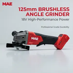 MAE 125mm Brushless Motor Angle Grinder - 18V, 3500-8500 RPM Variable Speed, 33mm Cutting Depth, Paddle Switch for Welders, Ironworkers on Job Sites
