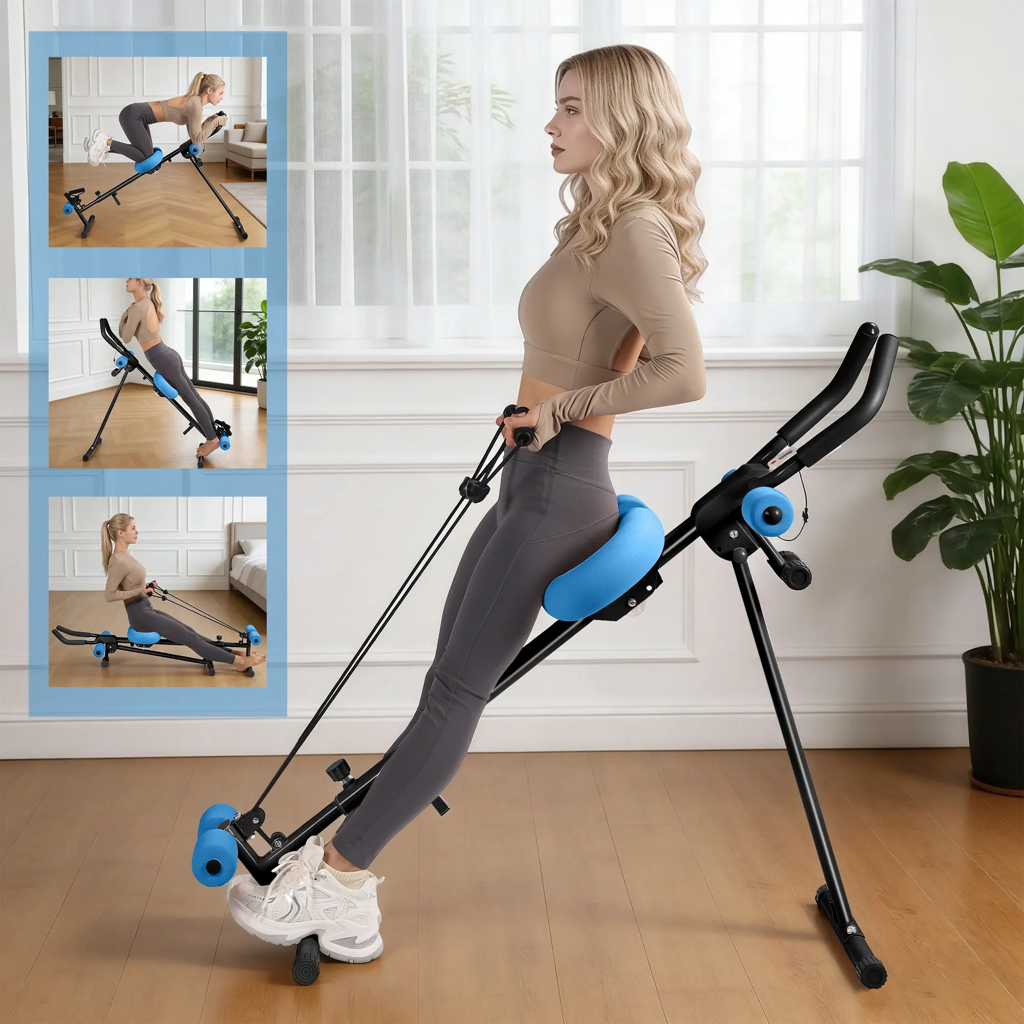 Glider-Style Abdominal Muscle Trainer, Metal Frame Fitness Equipment for Home Gym, Hip Abduction & Muscle Tone Build
