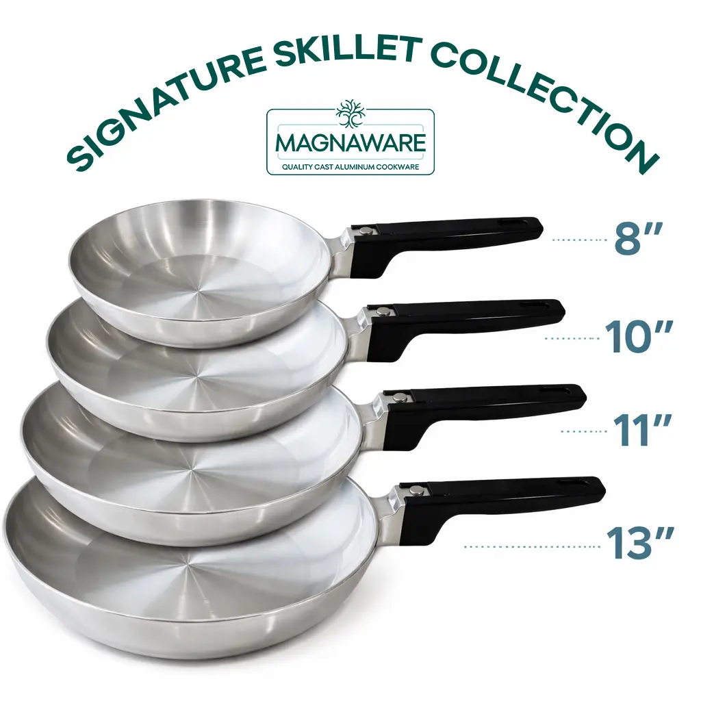 Magnaware Signature Skillet Collection - Set of 4 Skillets - 4 Sizes, 8", 10", 11" and 13"
