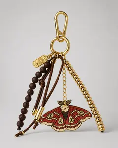 Lunar Moth Leather Cluster Keychain – All Seeing Eye Charm