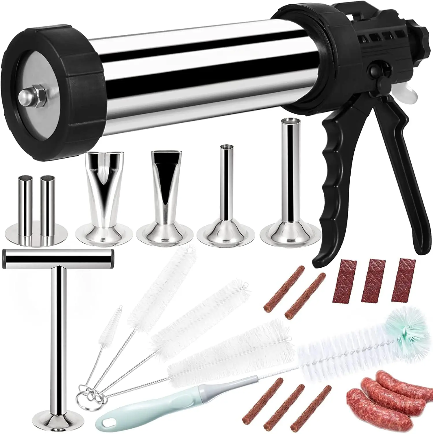 Large Capacity Jerky Gun Kits, Jerky Cannon, Stainless Steel Jerky Maker, Jerky Shooter, Meat Gun, Beef Deer Jerky Making Gun Kit, Gifts for Women Men