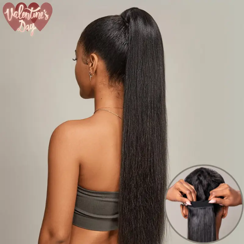Frodio 100% Human Hair Natural Black Yaki Ponytail Hairstyle Extension Ponytail Wig Wrap Around Ponytail - Nia #summervibes Frodio 100% Human Hair Natural Black Yaki Ponytail Hairstyle Extension Ponytail Wig Wrap Around Ponytail - Nia #summervibes