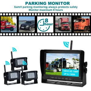 7-Inch AHD 1080P Wireless 3CH Rear View Backup Camera Kit for Trucks & Trailers