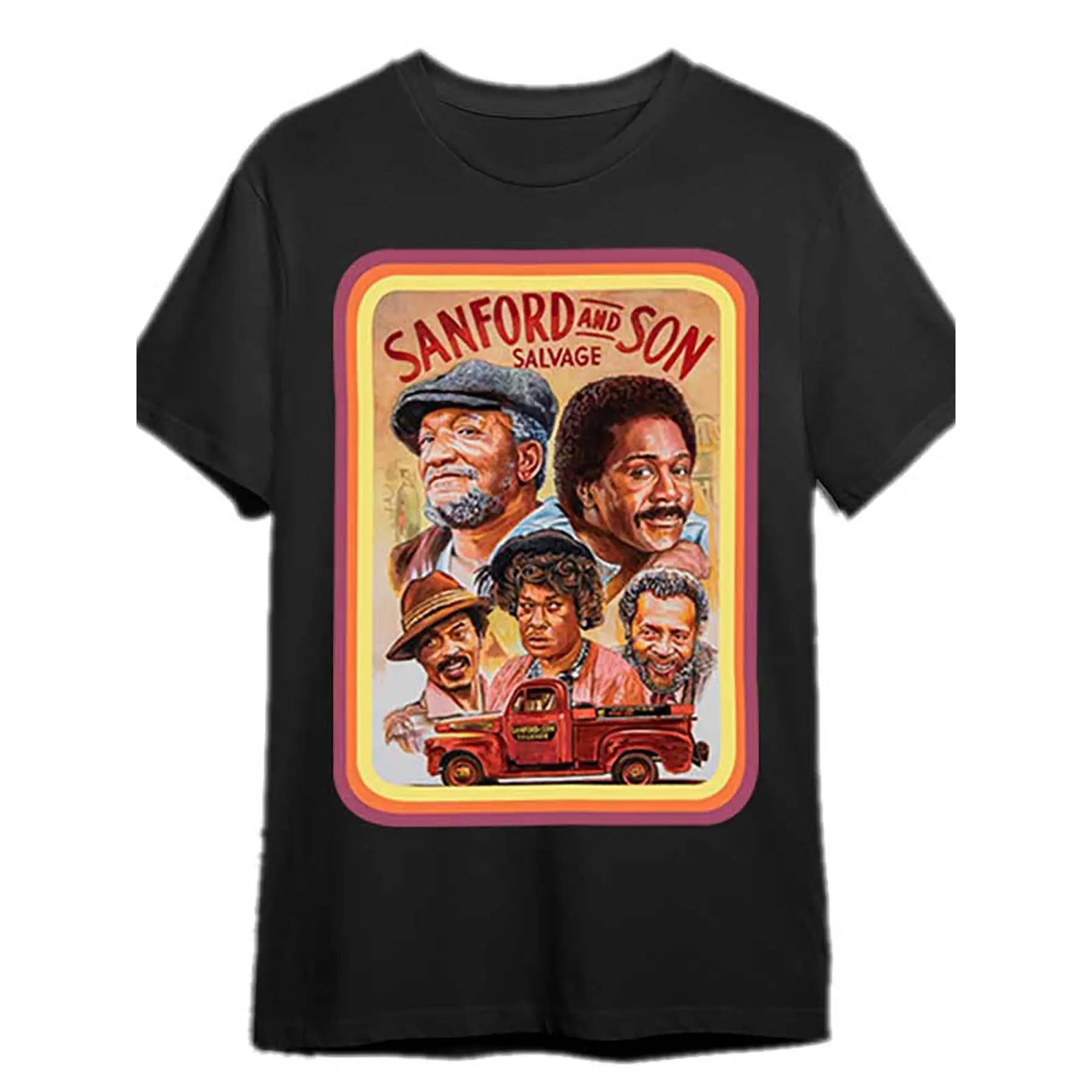 Sanford & Son Vintage Style Men's T-shirt-100% Cotton, Short Sleeve, round Neck, Classic TV Show Design-Suitable for Casual Wear and Theme Parties, Vintage T-shirt Tropical Breathable Menswear Soft Top Asian Basic Coconut