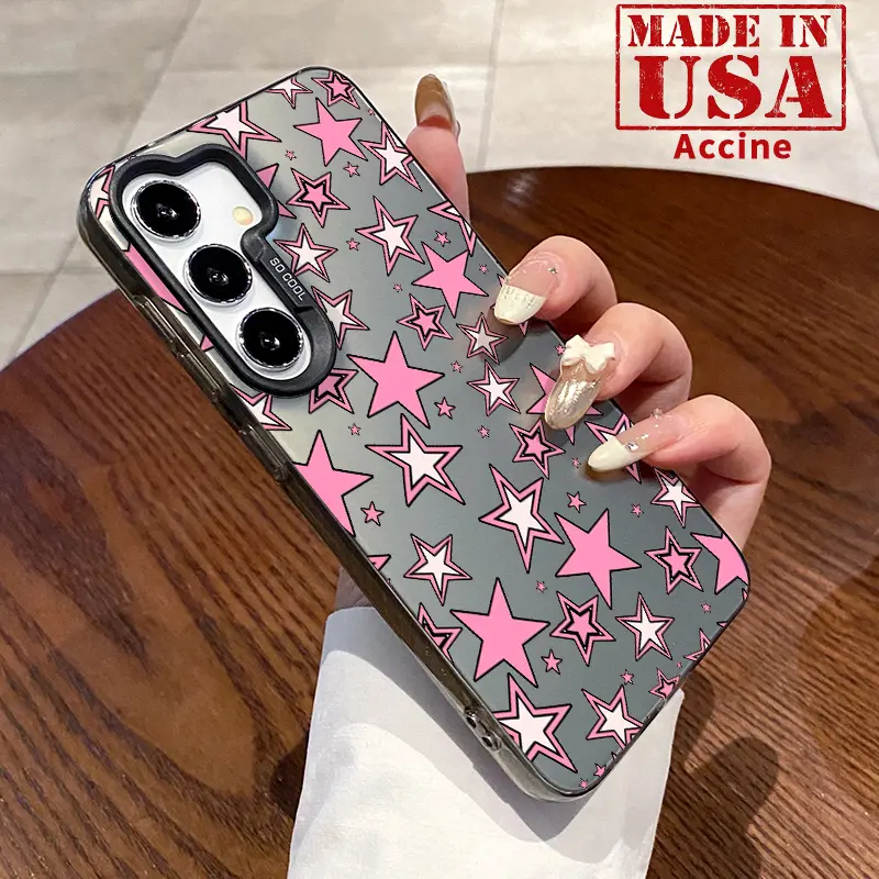 Pink Starlight Case for Samsung S24 ULTRA PLUS S25 S23 S22 Plus Ultra Shockproof Anti-Scratch Durable PC Back Protective Cover Protector Screen Protector Plastic Protection