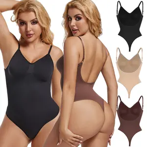 Women Backless Shapewear Thong Bodysuit Tummy Control Low Back Body Shaper Sleeveless Compression Tank Tops