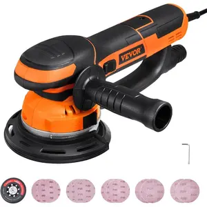 VEVOR Random Orbital Sander, 6 - Inch DA GA Dual Action Orbital Sander, 850W 7400PRM 6 Variable Speed Electric Palm Sander with 10PCS Sandpapers, Dust Connector for Woodworking Detailing SandingVEVOR Super Brand Day