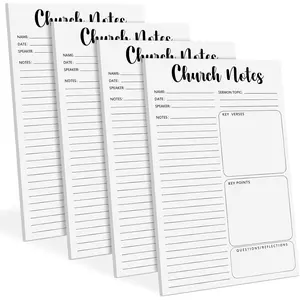 Church Notebook 5.5 x 8.5 Inch   Sermon Journal Christian Sticky Pads Religious Sticky Notepads Note Taking Supplies(4 Pcs)