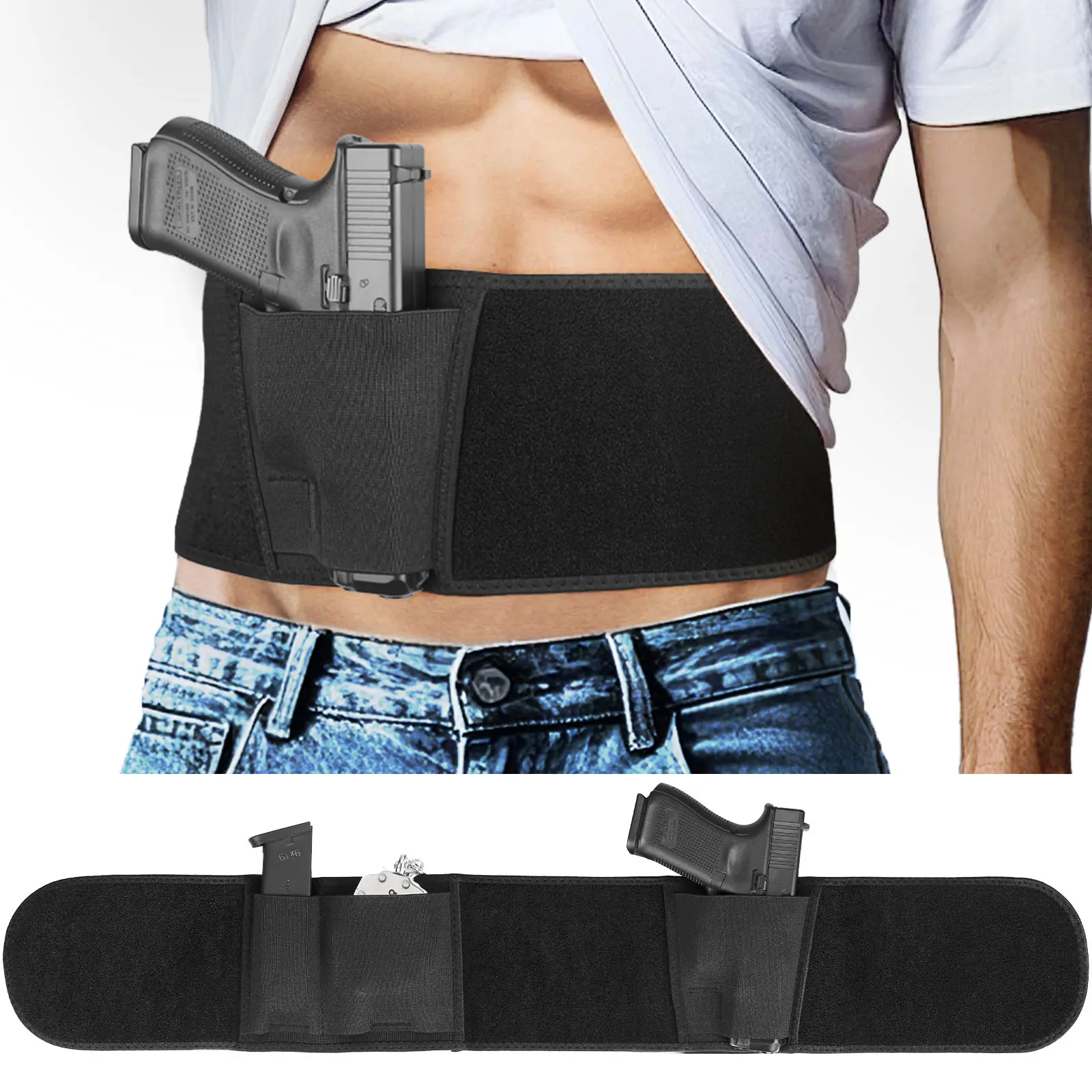 Belly Band Holster for Women and Men,for Taurus G2C,S&W M&P 9mm Shield EZ,Beretta,CZ,HK,TARA,Walther,fast draw, soft breathable band for all-day comfort