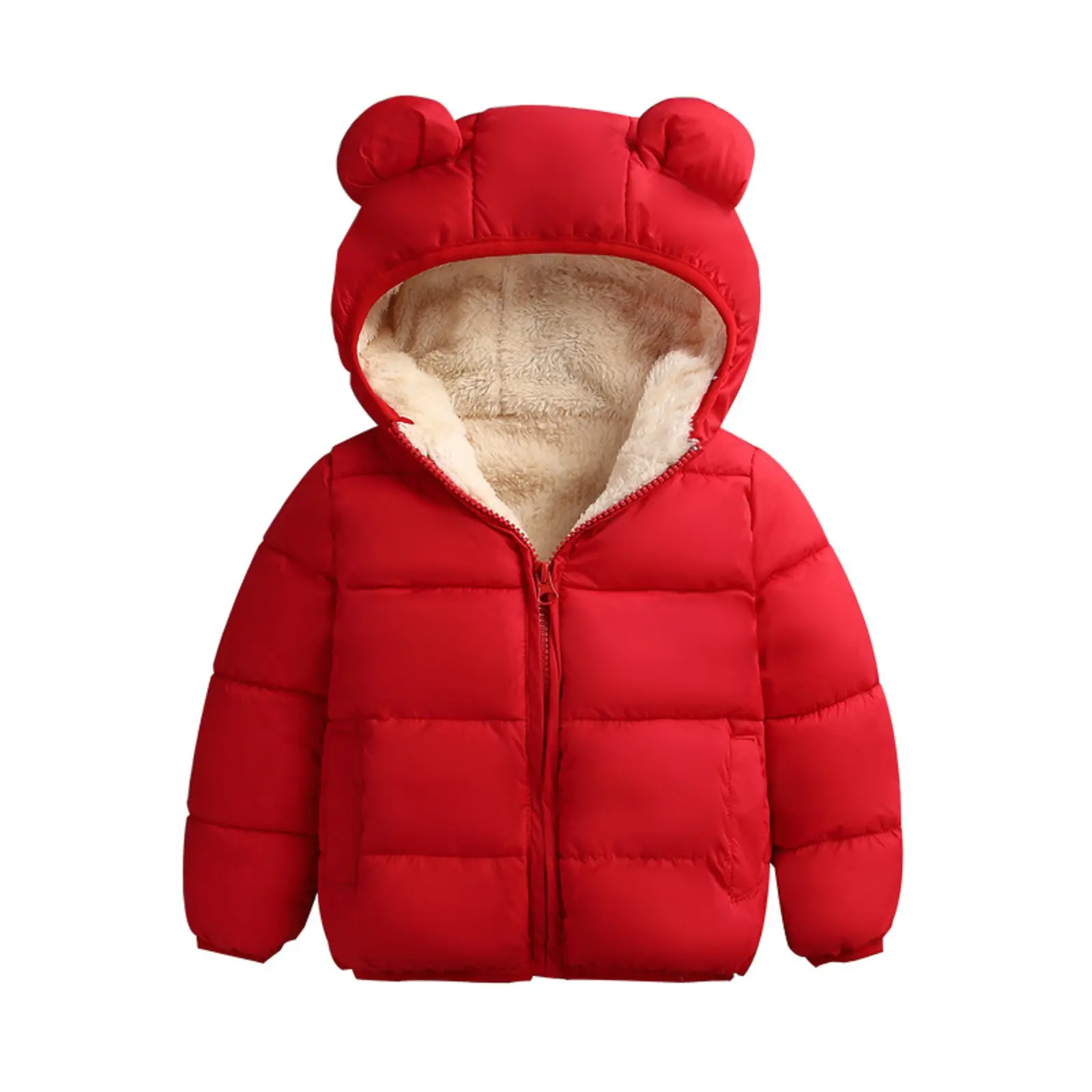 Baby Girls Boys' Winter Fleece Jackets With Hooded Toddler Cotton Dress Warm Lined Coat Outer Clothing