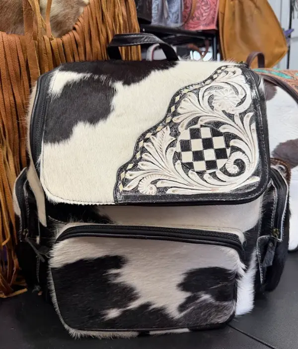 *SALE* Genuine hand tooled, hand painted leather & cowhide backpacks with various designs- see options below!
