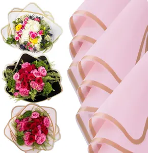the florist Supply 20 Sheets Premium Flower Wrapping Paper | Waterproof Flower Wrapping Paper for Bouquets | Double Sided Floral Bouquet Sheets | DIY Gifts Rocio Pink/Gold