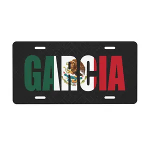 Personalized Custom Mexico Flag License Plate with Name – Latino Pride Vanity Car Tag or Wall Sign – 12x6 Inch, Pre-Drilled Holes, Easy Install Vehicle Car Accessories