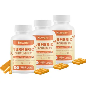 Newpie Turmeric Curcumin Dietary Vitamin Supplement with MCT Oil, 1000mg 95% Curcuminoids, 50mg Edible Healthcare Powder Capsules (120 Count), Vegan, Non-GMO, Gluten-Free, Immune & Digestive Support