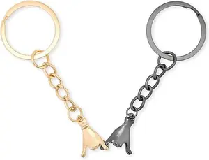 High-quality elegant design couple keychain, pink 'Y' finger promise matching style, gift for Valentine's Day, anniversary, or Women's Day, exclusive creative gift for him or her