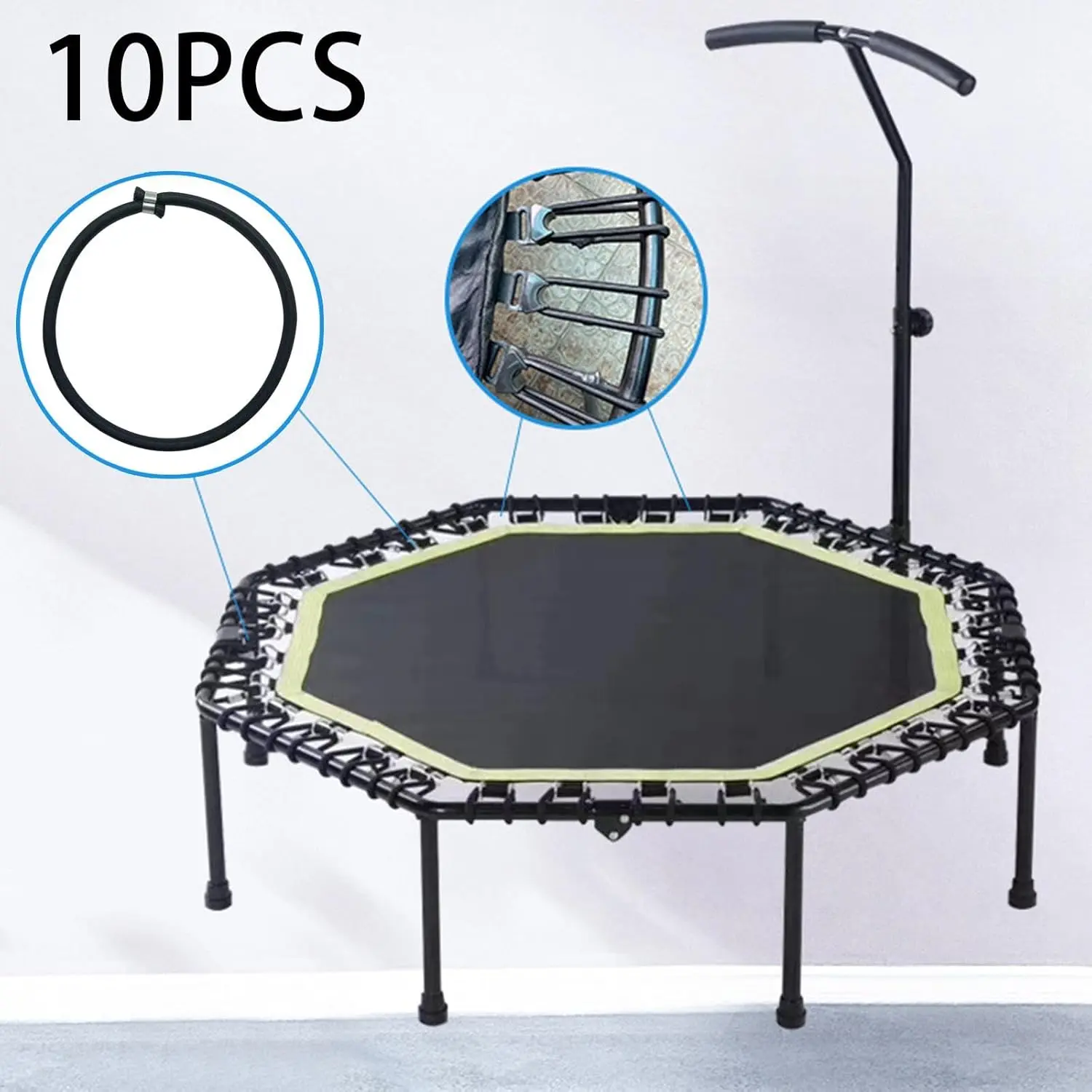Black Trampoline Bungee Cords with Aluminum Buckles, Latex Core, UV-Resistant Universal Fit Elastic Ties for Tarp Canopy & Outdoor Sport, Trampoline Accessory for Sports & Fitness