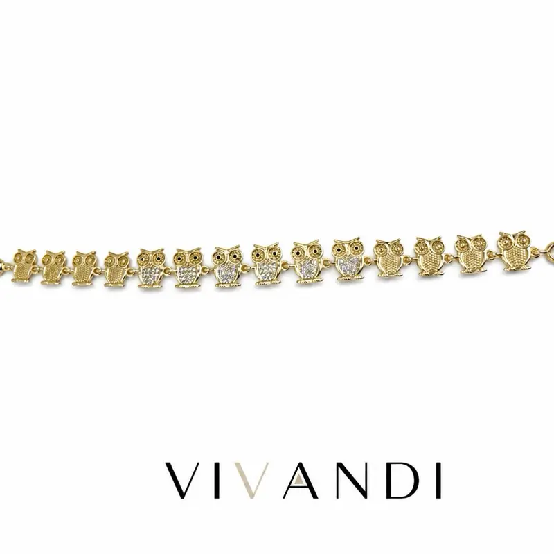 Vivandi Owl Link Bracelet  7–7.75”