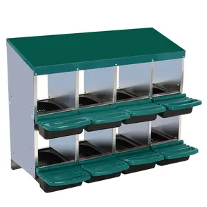 Garvee Upgraded Roll Away Design Chicken Nesting Box - 10-Compartment Metal Egg Laying Box with Lid Cover, Easy-Clean Pull-Out Trays, Wall Mount, Secure Hen Roosting for Chicken Coops