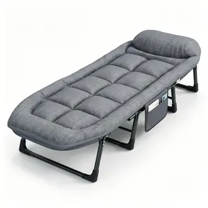 6-position adjustable folding bed with a sturdy steel frame and a soft padded mattress. Ideal for quick naps in the office or outdoor camping, and easy to carry. SummerVibes. summerwins