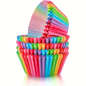 100 Colorful Cupcake Liners, Standard Size Baking Cups, Designed for Decorating Cupcakes, Made from Oil-Resistant Paper, Suitable for Muffins And Packaging, Perfect for Birthday, Wedding, Or Baby Shower Celebrations